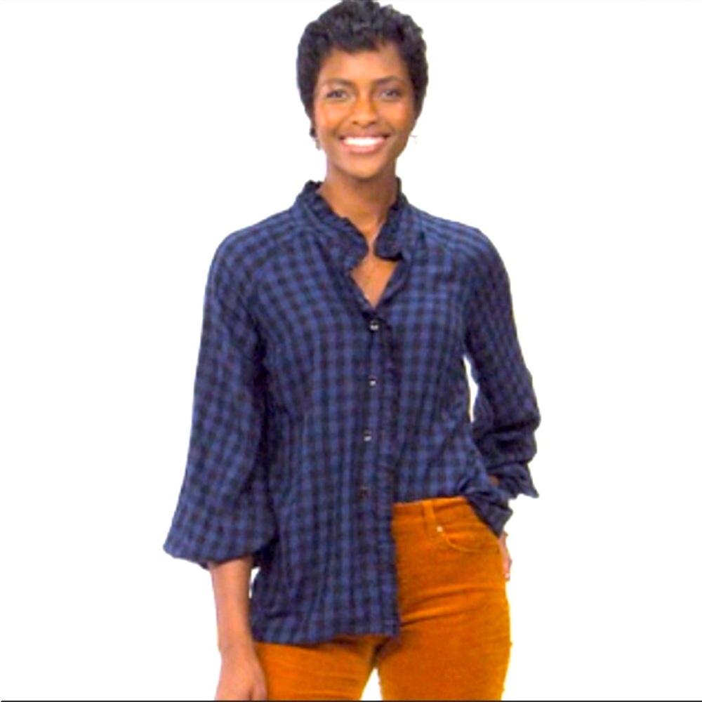 CAbi Blue Checkered Button Down Shirt - Picture 2 of 5
